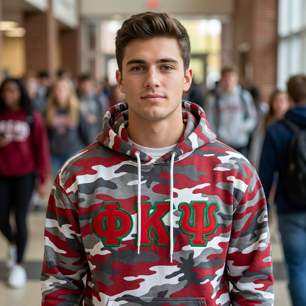 DISCOUNT-Phi Kappa Psi Camo Pullover Hooded Sweatshirt