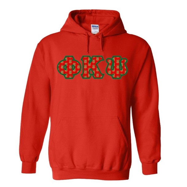 Phi Kappa Psi Fraternity Crest - Shield Twill Letter Hooded Sweatshirt