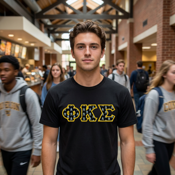 Phi Kappa Sigma Fraternity Crest - Shield Twill Letter Tee