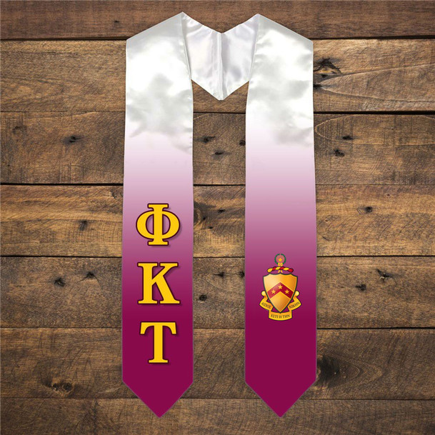 Phi Kappa Tau Extra Fancy Simple Greek Graduation Stole W Crest