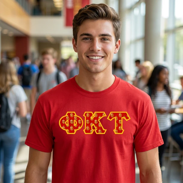 Phi Kappa Tau Fraternity Crest - Shield Twill Letter Tee