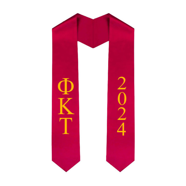 Phi Kappa Tau Greek Lettered Graduation Sash Stole With Year - Best Value