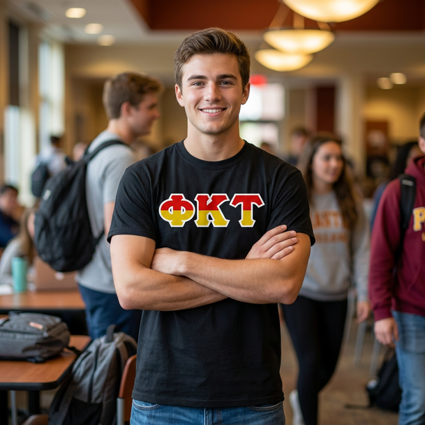 Phi Kappa Tau Two Tone Greek Lettered T-Shirt