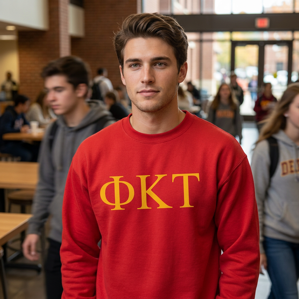 Phi Kappa Tau Lettered World Famous Greek Crewneck