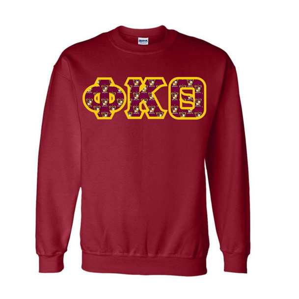  Phi Kappa Theta Fraternity Crest - Shield Twill Letter Crewneck Sweatshirt 