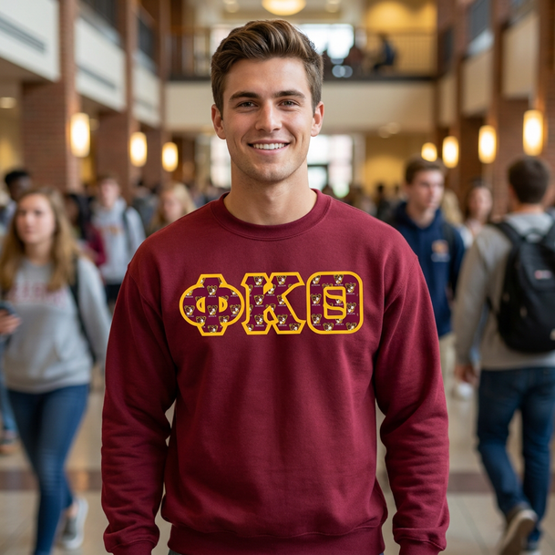 Phi Kappa Theta Fraternity Crest - Shield Twill Letter Crewneck Sweatshirt