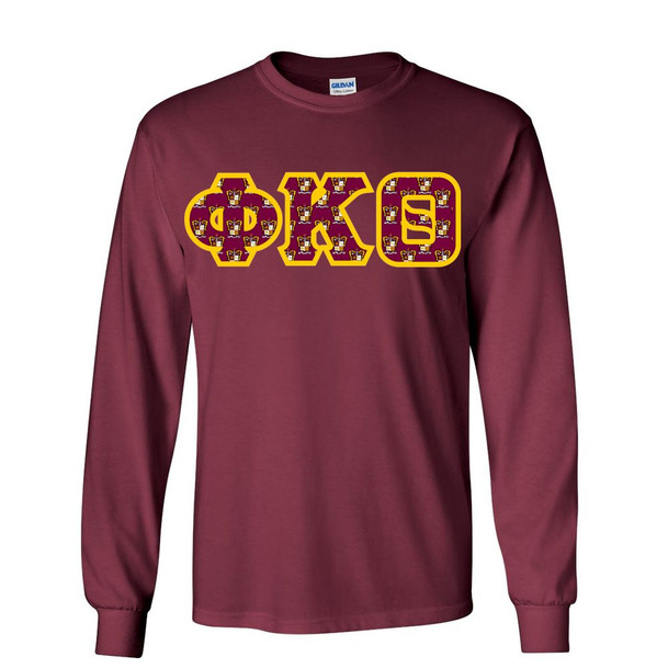 Phi Kappa Theta Fraternity Crest - Shield Twill Letter Longsleeve Tee