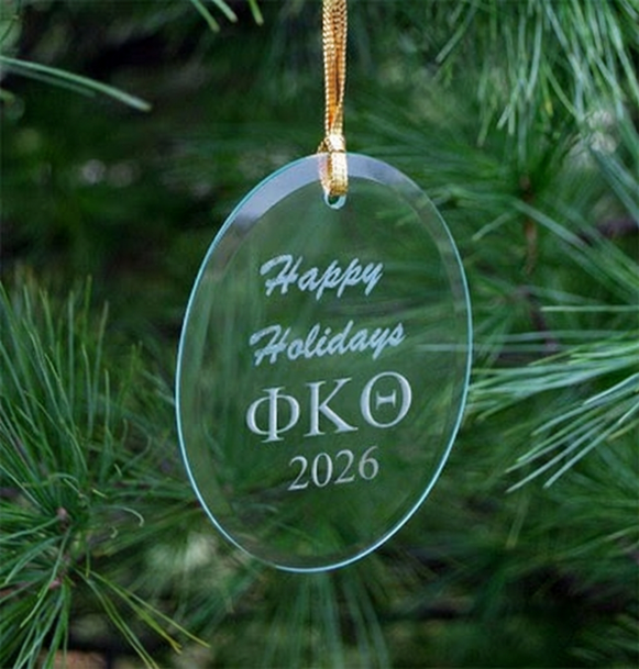Phi Kappa Theta Holiday Glass Oval Ornaments - 2026