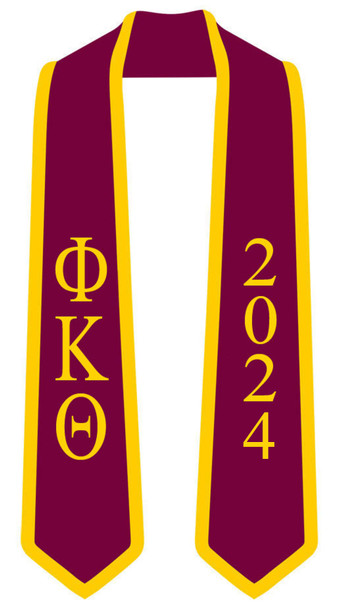 DISCOUNT-Phi Kappa Theta Greek 2 Tone Lettered Graduation Sash Stole w/ Year