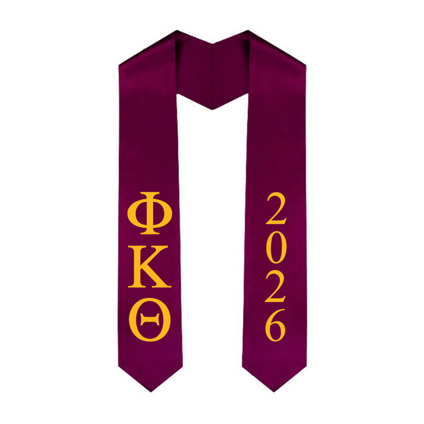 Phi Kappa Theta Greek Lettered Graduation Sash Stole With Year - Best Value
