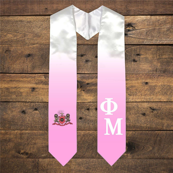 Phi Mu Extra Fancy Diagonal Greek Graduation Stole W Crest