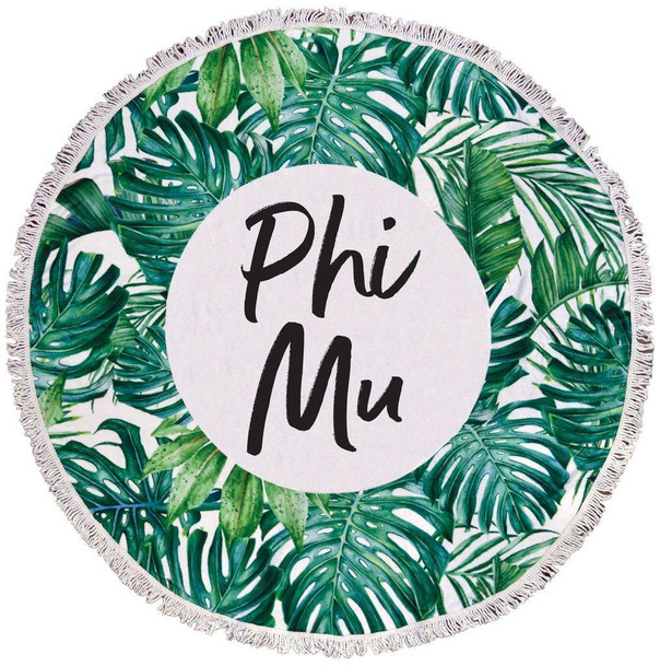 Sorority Shop Phi Mu Palm Leaf Fringe Towel Blanket 