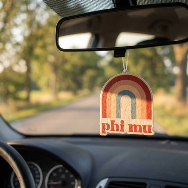 Phi Mu Rainbow Retro Air Freshener - Flowers & Sunshine Scent