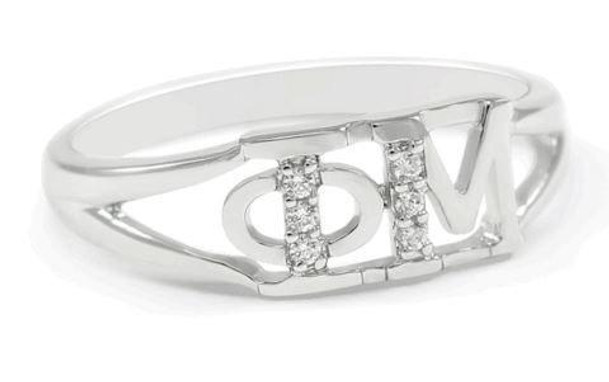 TCS Phi Mu Sterling Silver Ring set with Lab-Created Diamonds 