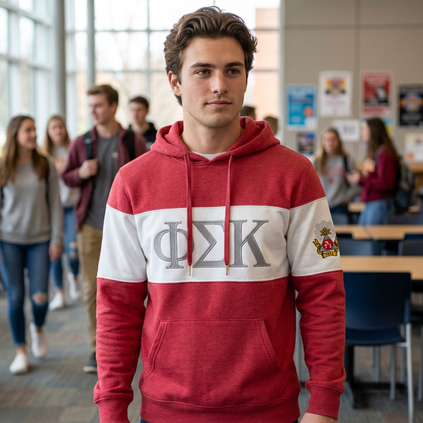 Phi Sigma Kappa Ivy League Hoodie W Crest On Left Sleeve