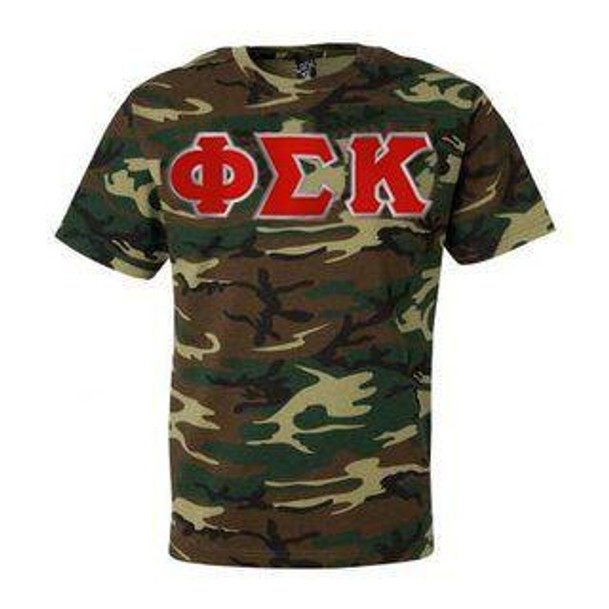  DISCOUNT- Phi Sigma Kappa Lettered Camouflage T-Shirt 