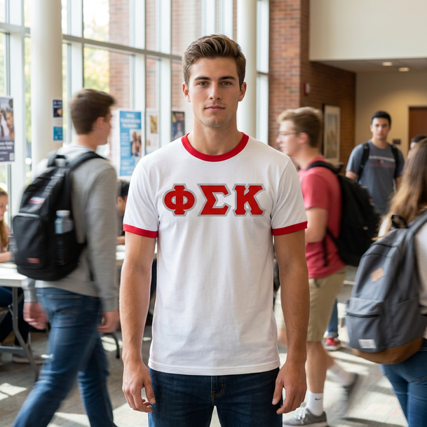 DISCOUNT- Phi Sigma Kappa Lettered Ringer Shirt