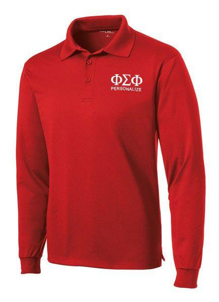  Phi Sigma Phi-World Famous Long Sleeve Dry Fit Polo 