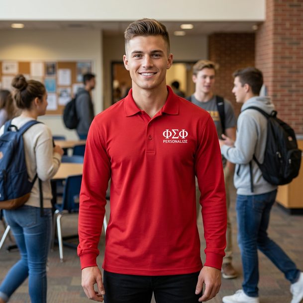 Phi Sigma Phi-World Famous Long Sleeve Dry Fit Polo