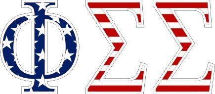  Phi Sigma Sigma American Flag Greek Letter Sticker - 2.5" Tall 