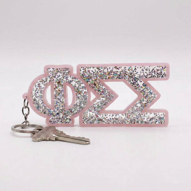 Phi Sigma Sigma Glitter Keychain