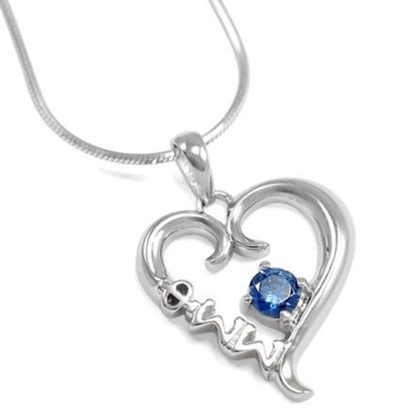 Phi Sigma Sigma Heart Pendant with Blue crystal
