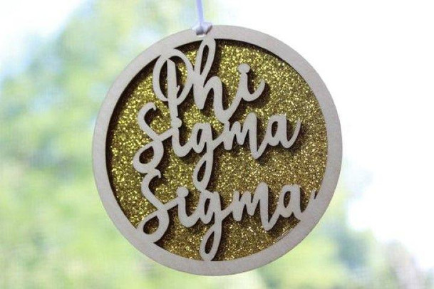 Sorority Shop Phi Sigma Sigma Laser Carved Script Ornament - 3" Round 