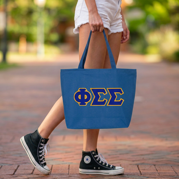 DISCOUNT- Phi Sigma Sigma Lettered Tote Bag - Best Value