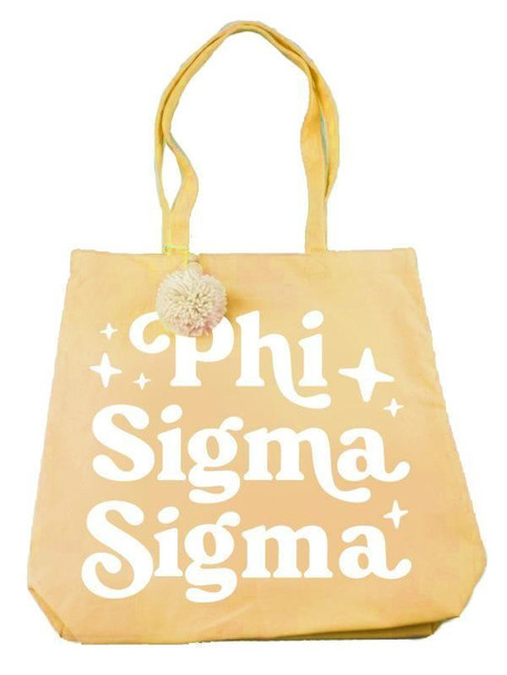 Sorority Shop Phi Sigma Sigma Retro Pom Pom Tote Bag 