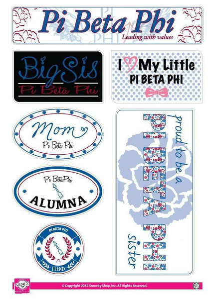 Sorority Shop Pi Beta Phi Family Sticker Sheet 