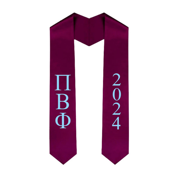 Pi Beta Phi Greek Lettered Graduation Sash Stole With Year - Best Value