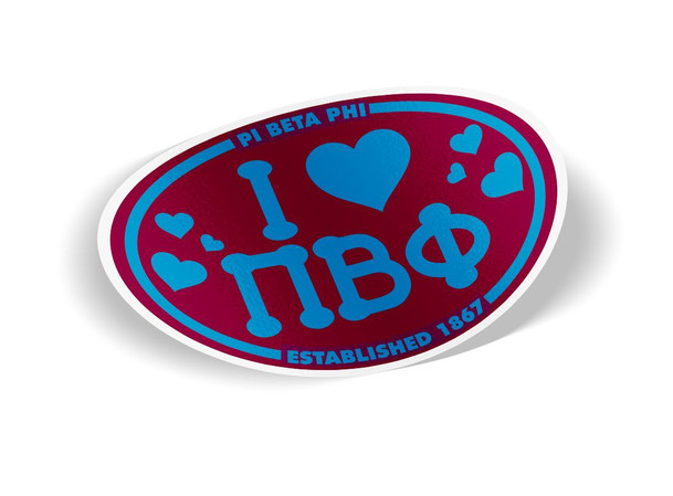 Pi Beta Phi I Love Sorority Sticker - Oval