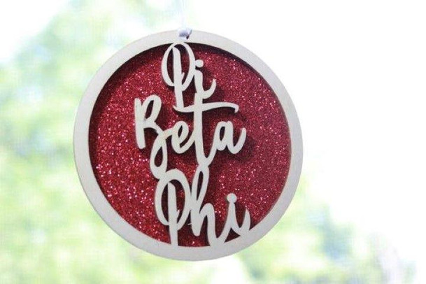 Sorority Shop Pi Beta Phi Laser Carved Script Ornament - 3" Round 