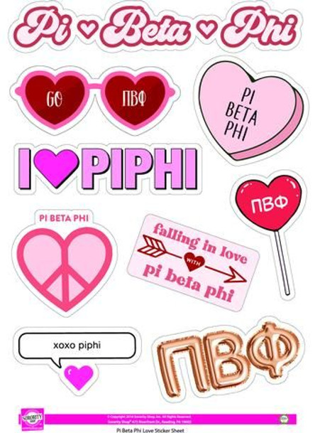 Pi Beta Phi Love Theme Stickers