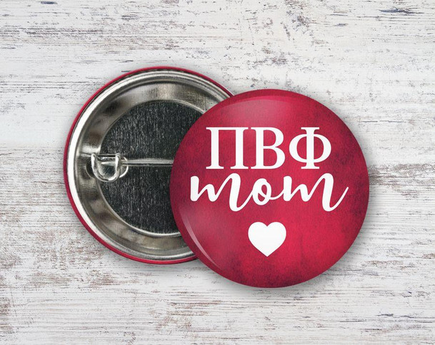 Greekgear Pi Beta Phi Watercolor Heart Mom Button 