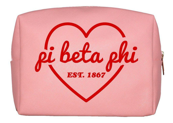 Sorority Shop Pi Beta Phi Pink with Red Heart Makeup Bag 