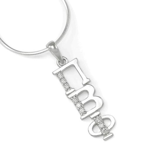 Pi Beta Phi Sterling Silver Lavaliere set with Lab-Created Diamonds