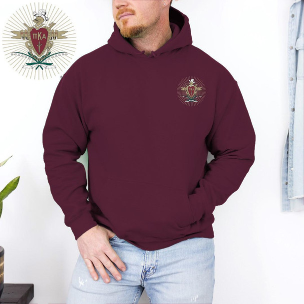  DISCOUNT-Pi Kappa Alpha Crest - Shield Emblem Hooded Sweatshirt 