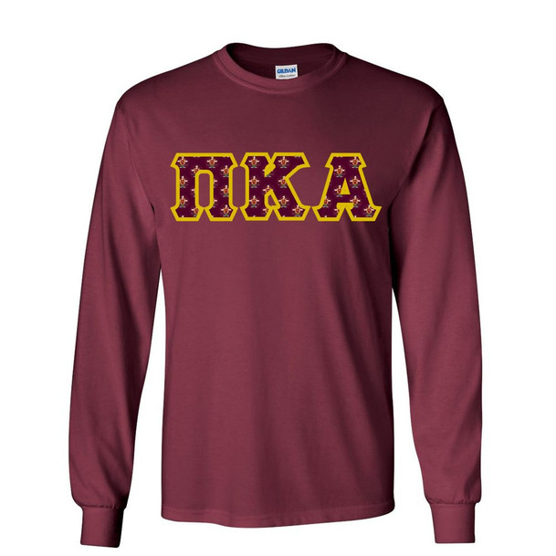 Pi Kappa Alpha Fraternity Crest - Shield Twill Letter Longsleeve Tee