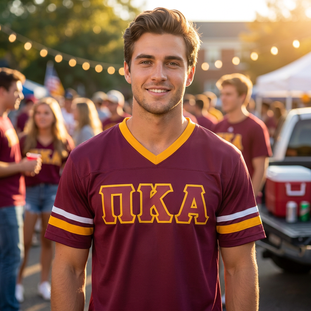 DISCOUNT-Pi Kappa Alpha Jersey With Greek Applique Letters