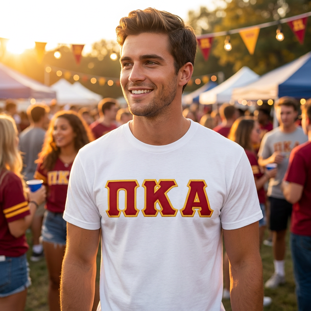DISCOUNT- Pi Kappa Alpha Lettered V-Neck T-Shirt