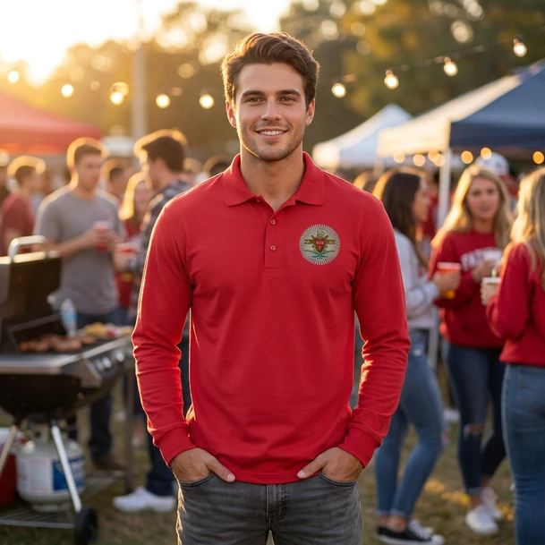DISCOUNT-Pi Kappa Alpha Emblem Long Sleeve Polo