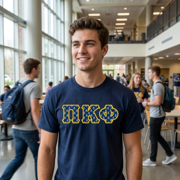 Pi Kappa Phi Fraternity Crest - Shield Twill Letter Tee