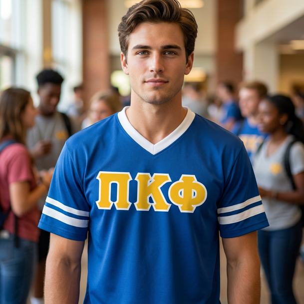 DISCOUNT-Pi Kappa Phi Jersey With Greek Applique Letters