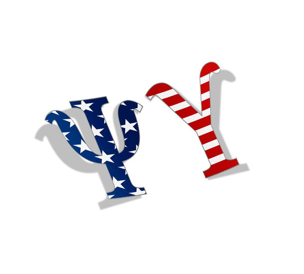 Psi Upsilon American Flag Greek Letter Sticker - 2.5" Tall