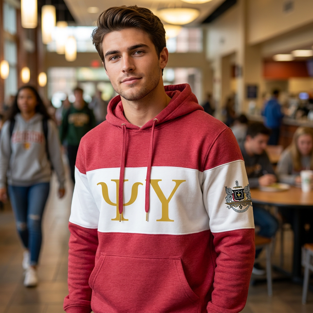 Psi Upsilon Ivy League Hoodie W Crest On Left Sleeve