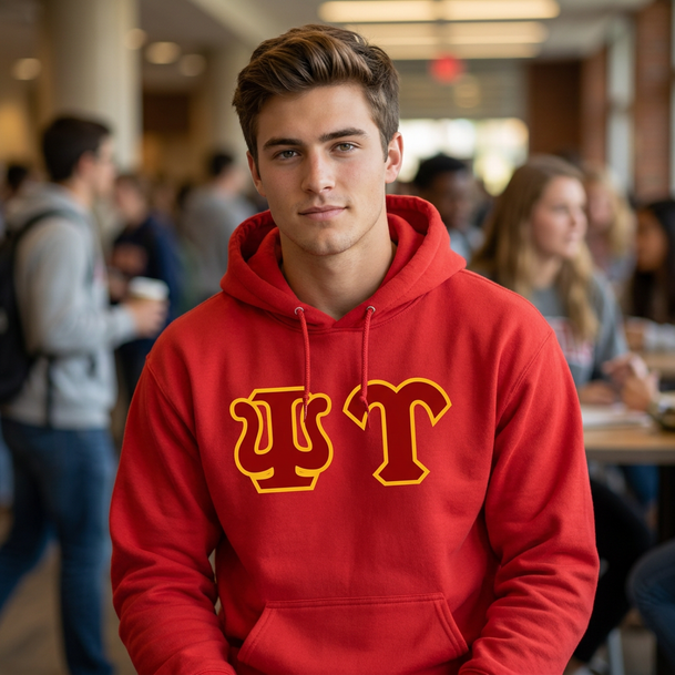 Psi Upsilon Custom Twill Hooded Sweatshirt
