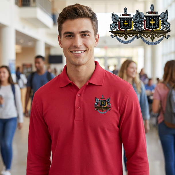 DISCOUNT-Psi Upsilon Emblem Long Sleeve Polo