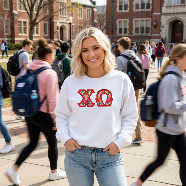 $35 Chi Omega Custom Twill Sweatshirt
