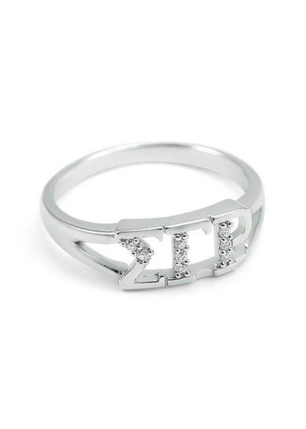 TCS Sigma Gamma Rho Sterling Silver Ring set with Lab-Created Diamonds 